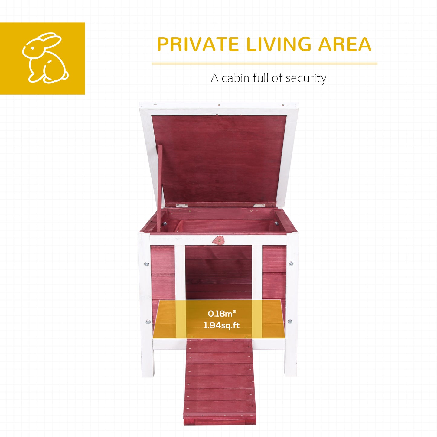 Wooden pet house heart-shaped lock detail - secure closure for small animals
