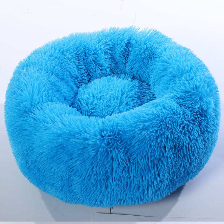 Calming Donut Pet Bed - Anti-Anxiety Ultra-Soft Plush Nest for Dogs & Cats