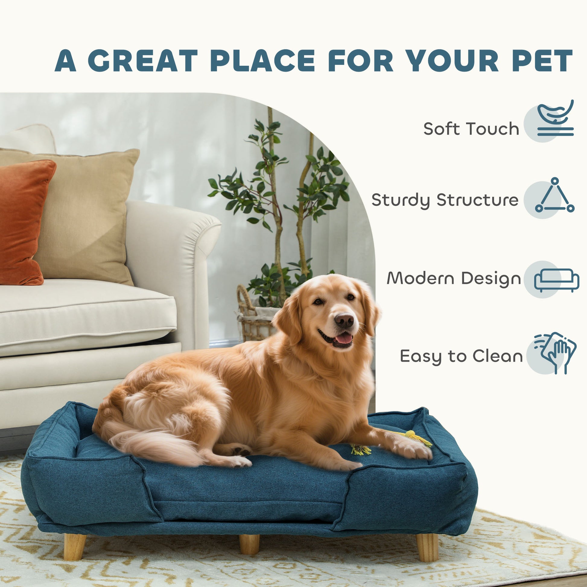 GianfiStore dog couch – non-slip foot pads protecting hardwood floors