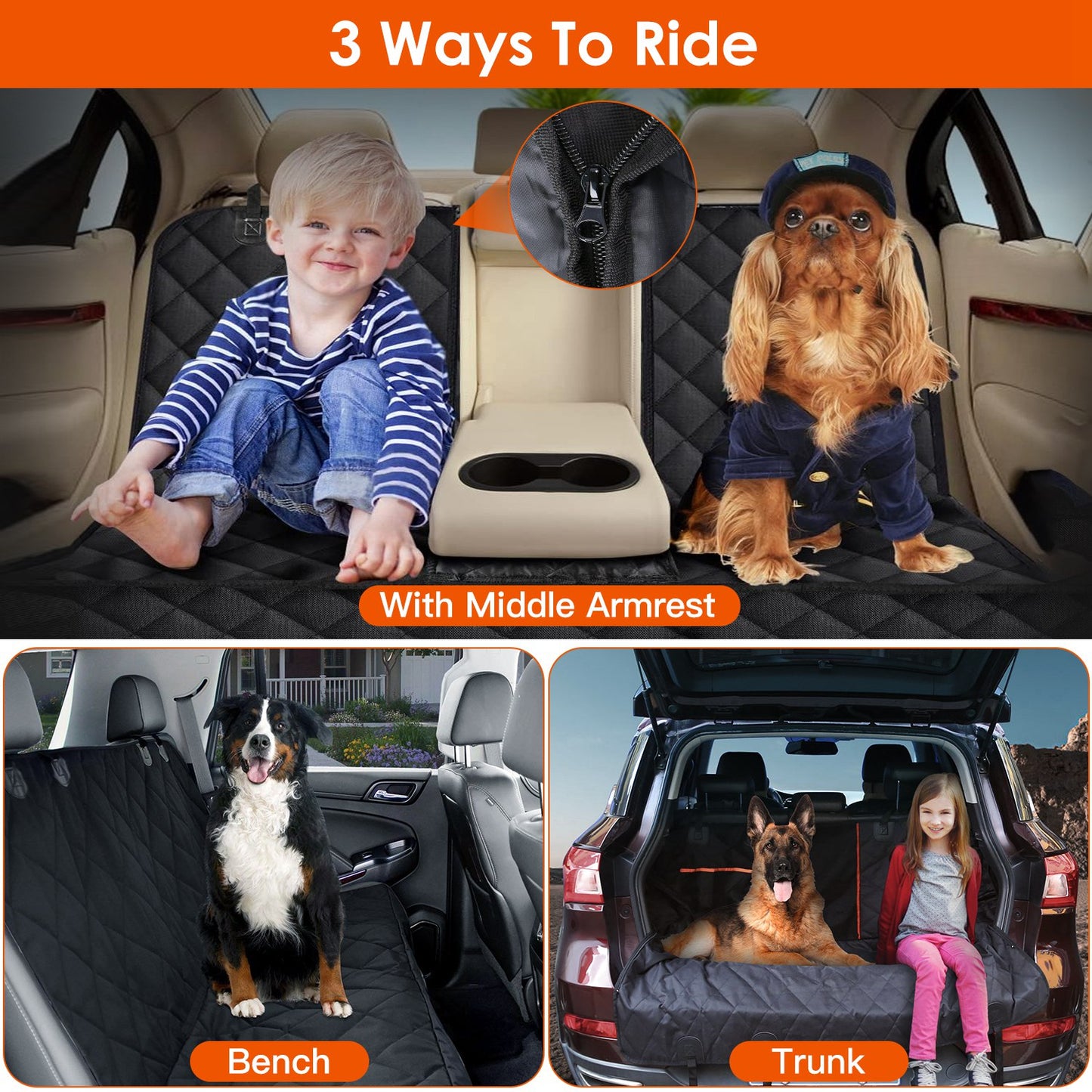 Heavy-Duty Waterproof Dog Car Seat Cover — Includes Safety Belt