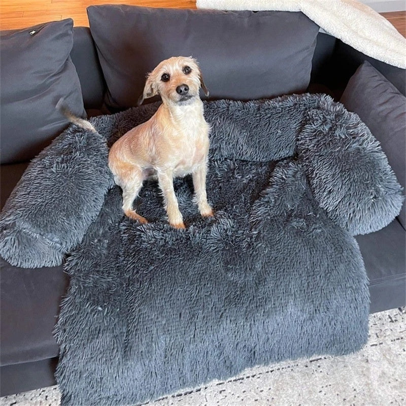 GianfiStore™ Fluffy Dog Sofa Bed – Plush Calming Mat with Raised Borders for Floor & Furniture | Machine Washable
