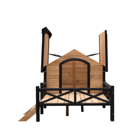 Outdoor Large Wooden Dog Kennel With Porch – Cabin Style House for Large Dogs