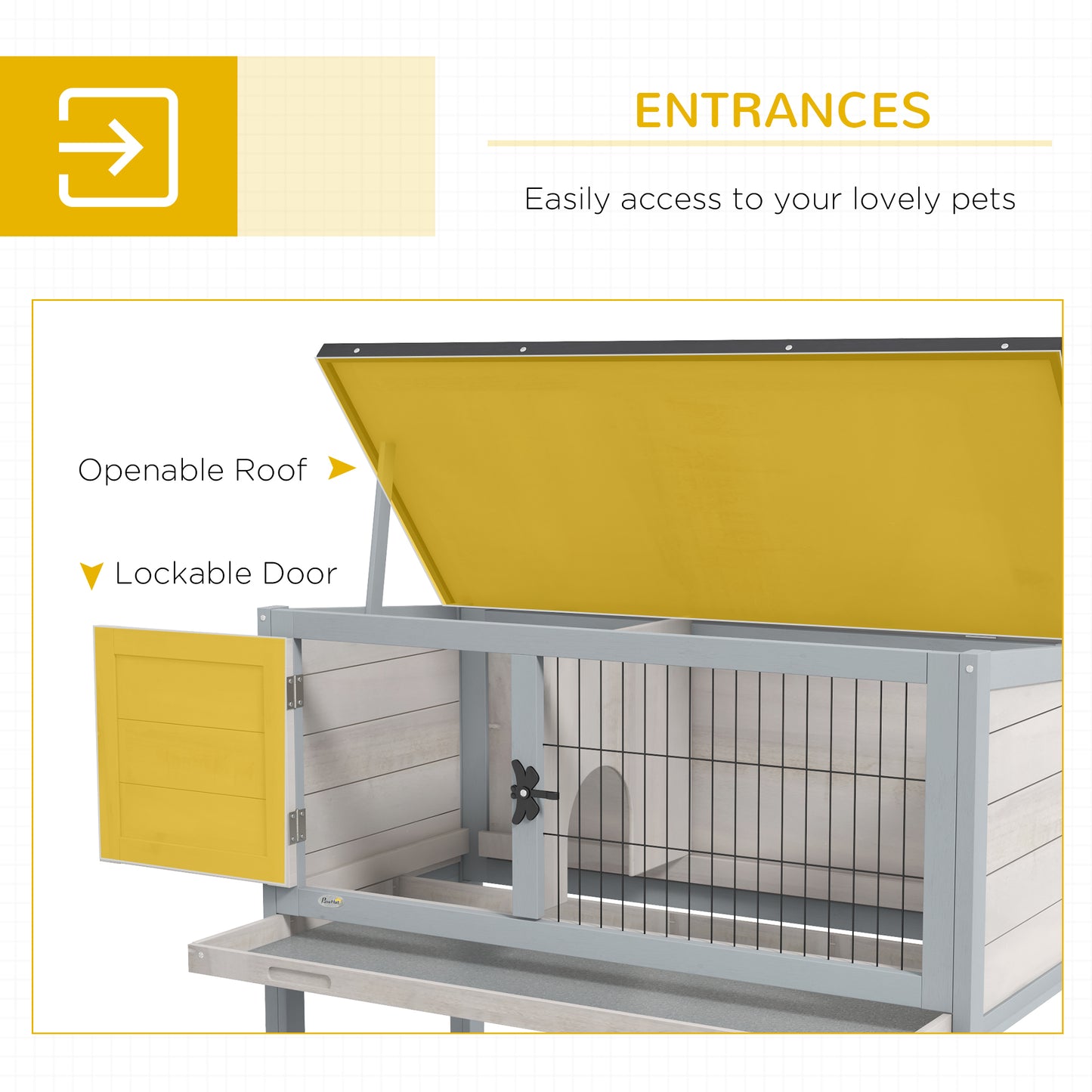 Rabbit hutch openable roof for easy pet access - GianfiStore