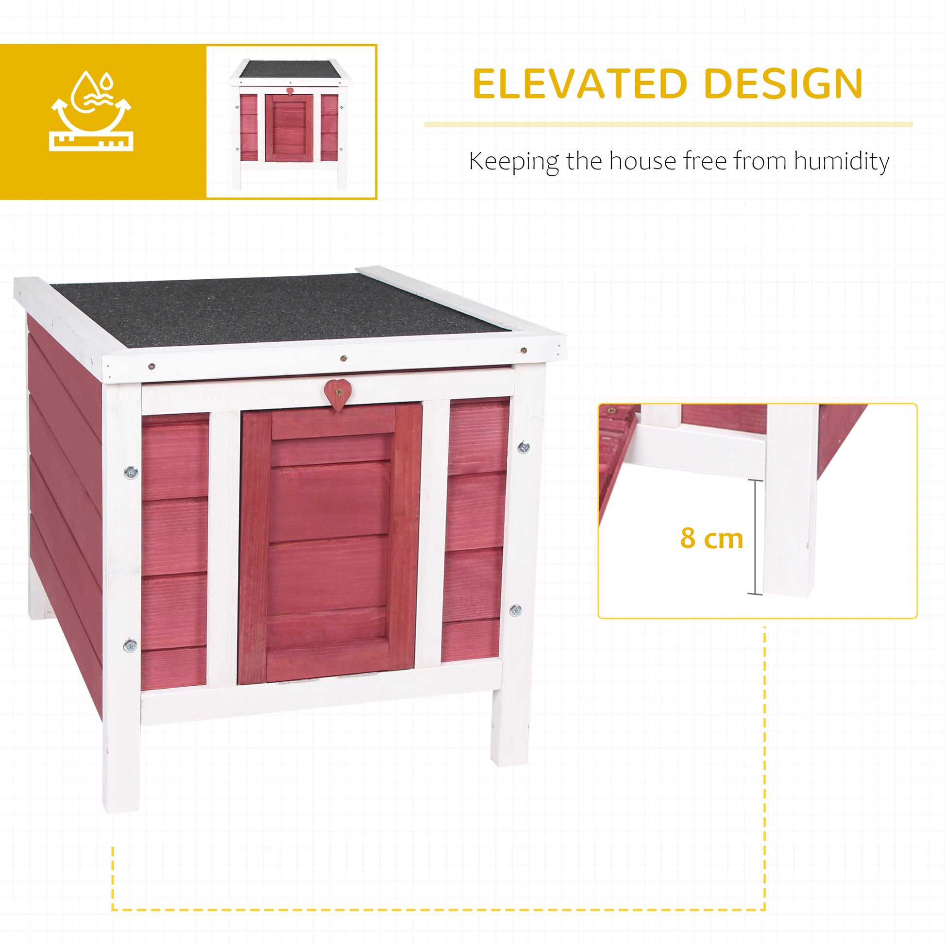 Red bunny hutch hinged openable roof for easy cleaning and access