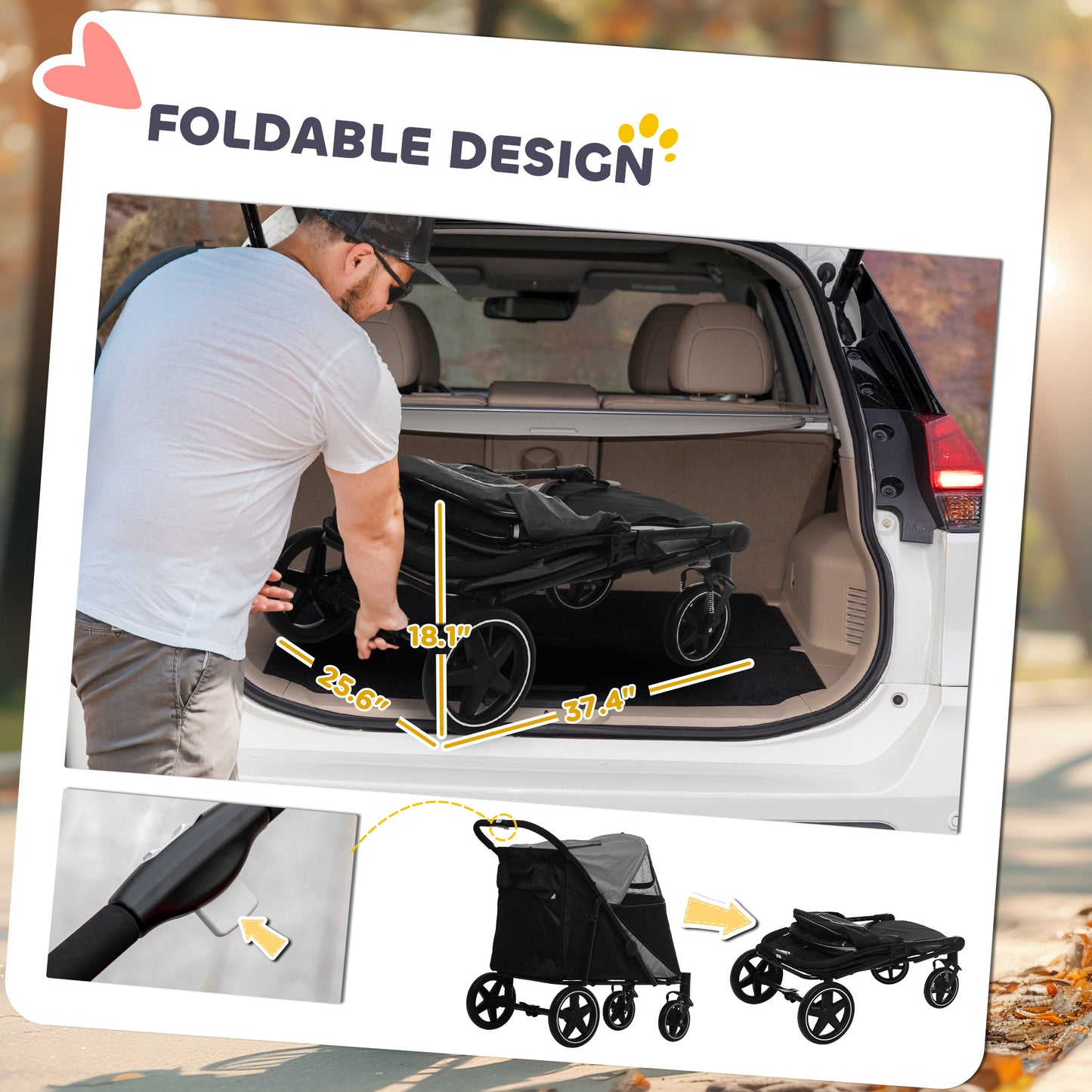 Dog Stroller for Large & Medium Dogs – Heavy-Duty Foldable Pet Stroller up to 66 lbs