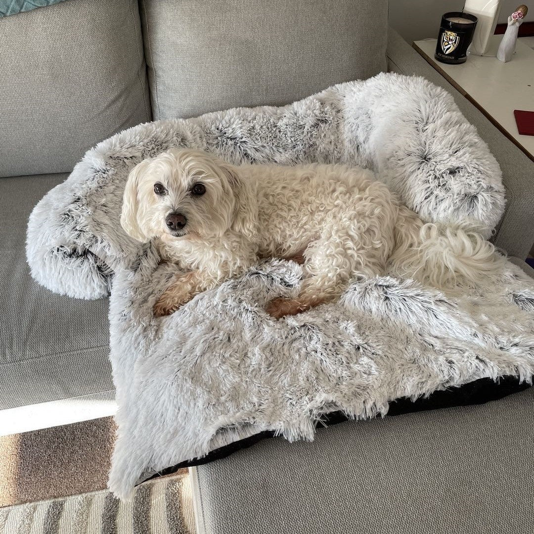 GianfiStore™ Fluffy Dog Sofa Bed – Plush Calming Mat with Raised Borders for Floor & Furniture | Machine Washable