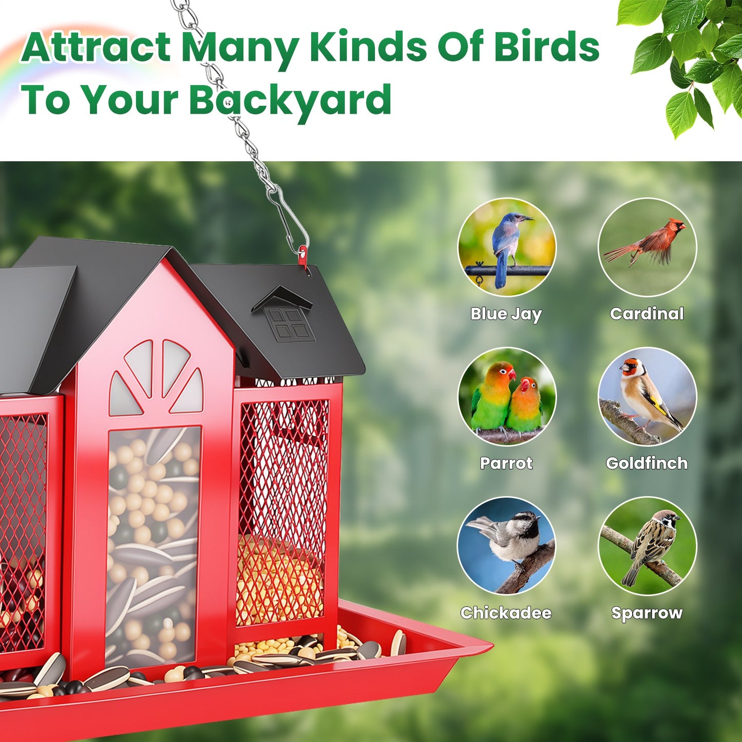 Attract many kinds of birds to your backyard with GianfiStore metal hanging bird feeder