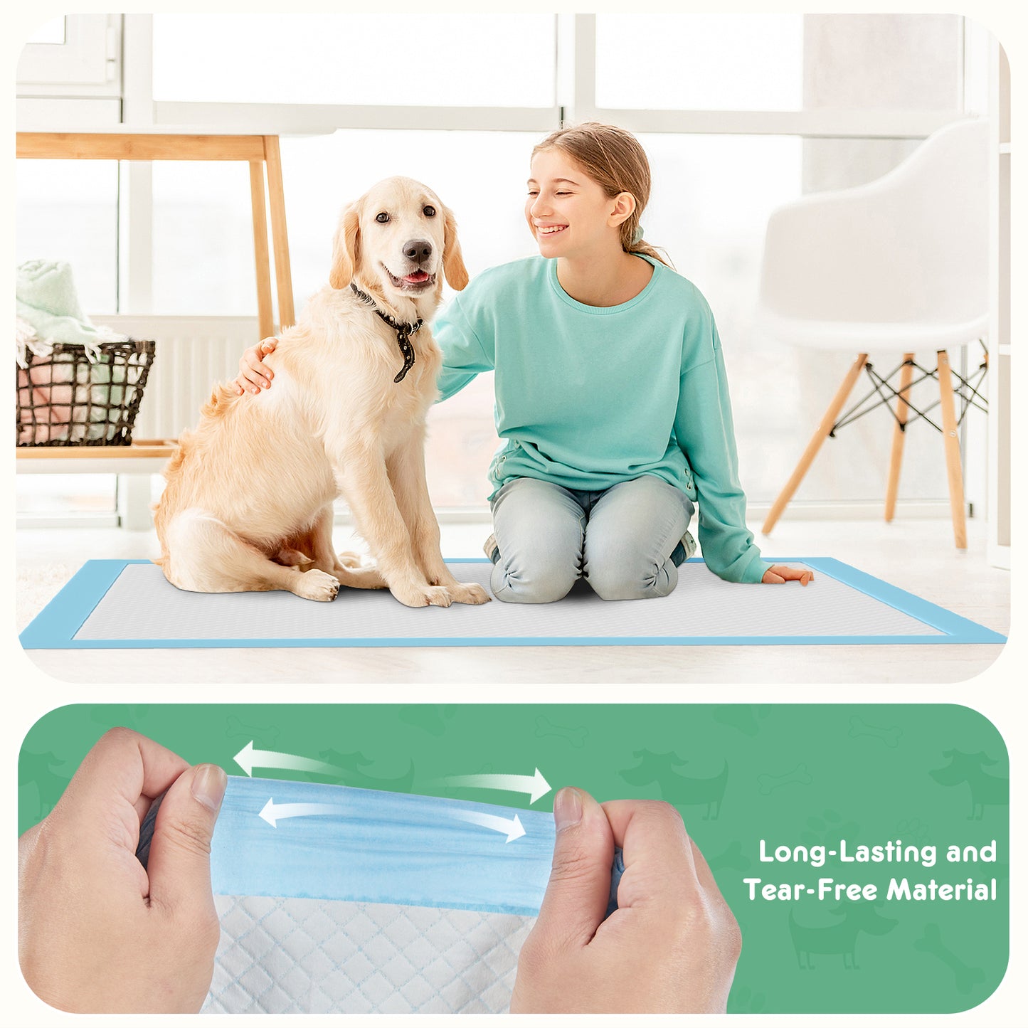 Ultra-Absorbent Puppy Training Pads — 50-Pack Leak-Proof Quick-Dry Disposable Pads (24"x18")