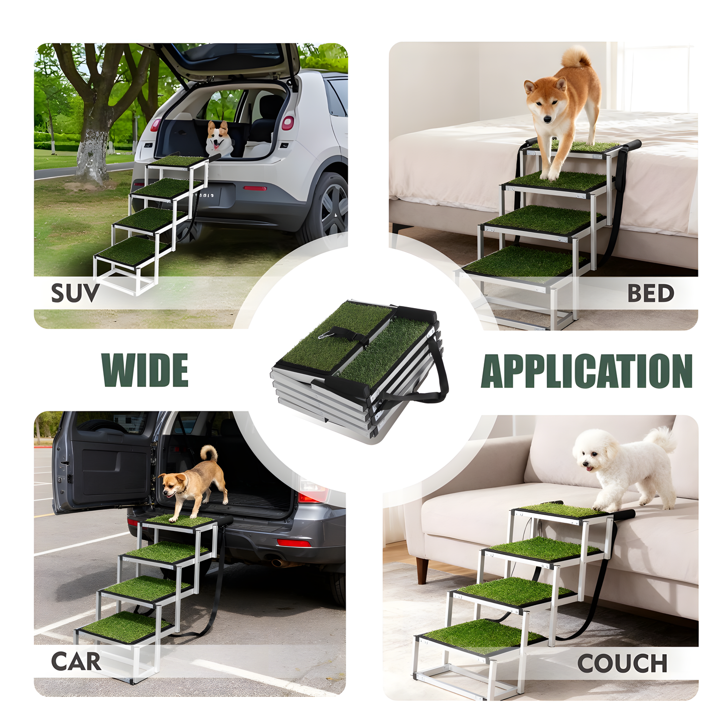 Ultra-Lightweight Folding Dog Stairs — Aluminum Pet Steps for SUVs & Trucks | Supports 250 lbs