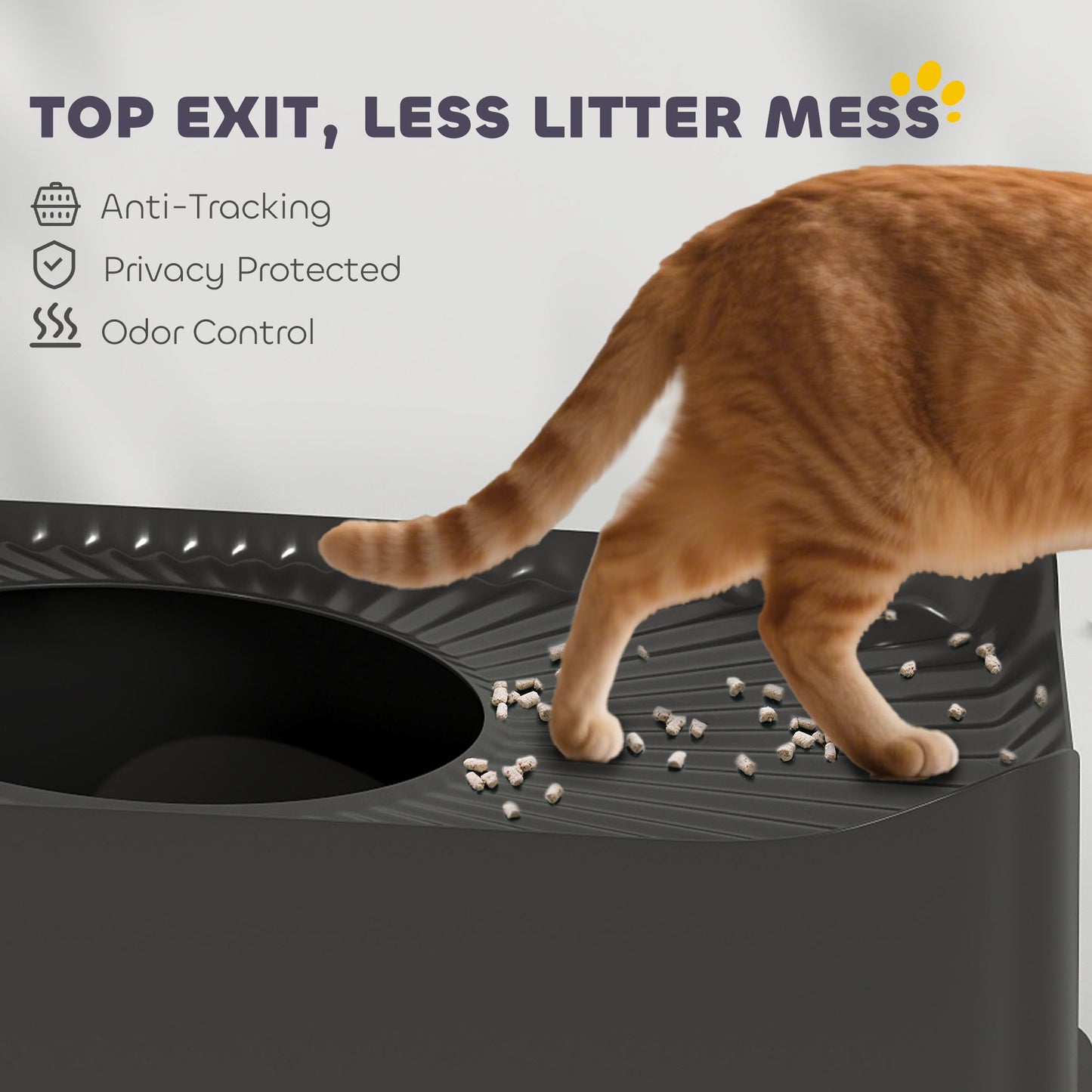 GianfiStore Extra Large Stainless Steel Cat Litter Box - Enclosed Top Entry with Scoop & Anti-Slip Pads
