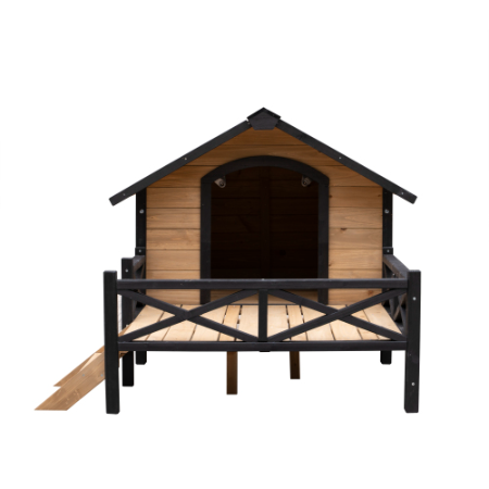 Outdoor Large Wooden Dog Kennel With Porch – Cabin Style House for Large Dogs