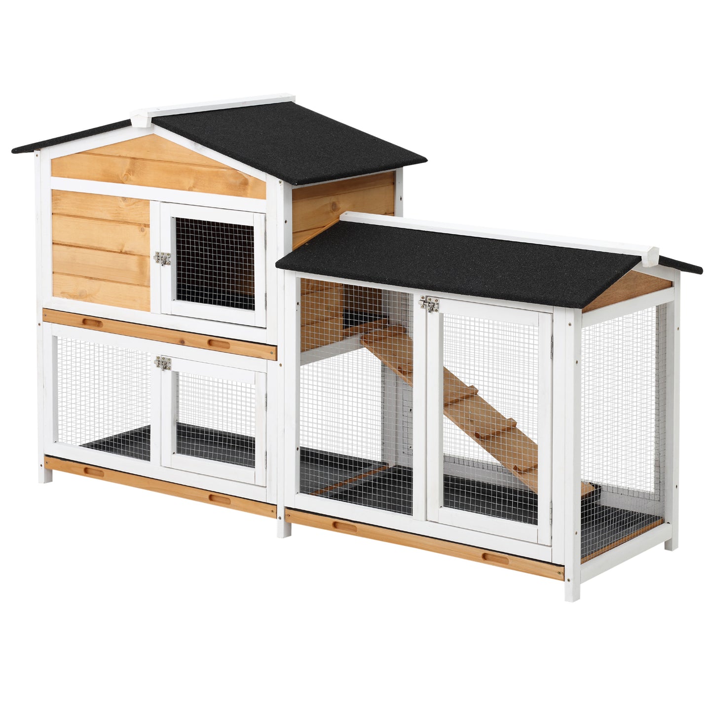 62" Deluxe Wooden Rabbit Resort - 2-Story Habitat with Extra-Long Run & 3 Easy-Clean Trays