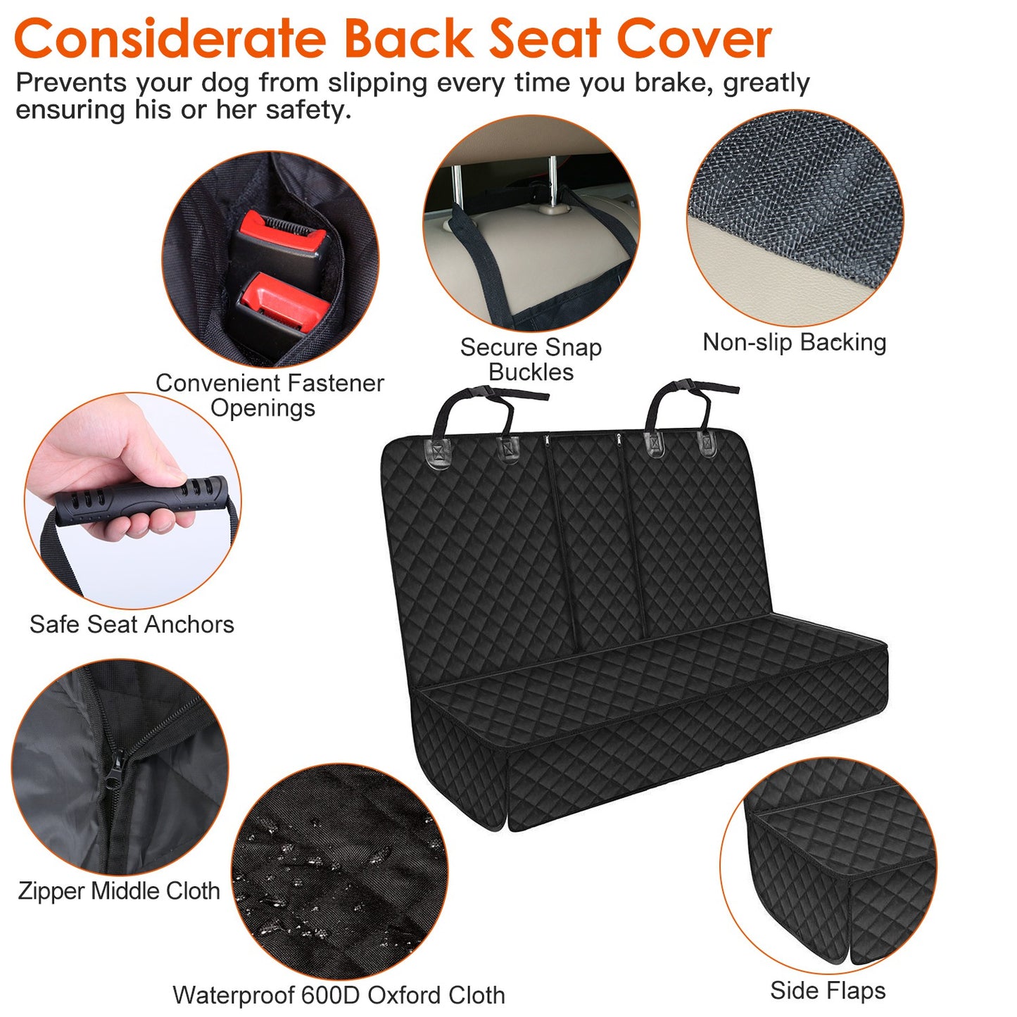 Heavy-Duty Waterproof Dog Car Seat Cover — Includes Safety Belt