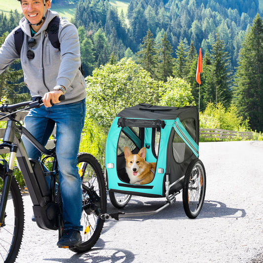 Dog Bike Trailer with 3 Entrances & Large Wheels | Foldable Pet Bicycle Carrier up to 44 lbs