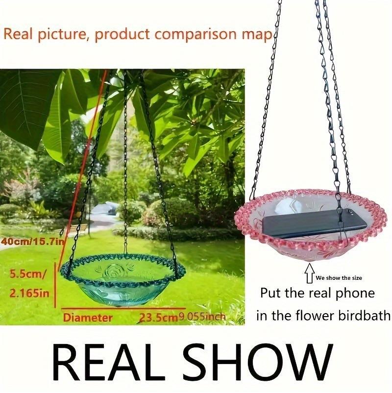 Hanging Bird Bath & Feeder for Outdoors – Decorative Plastic Bowl for Garden & Yard