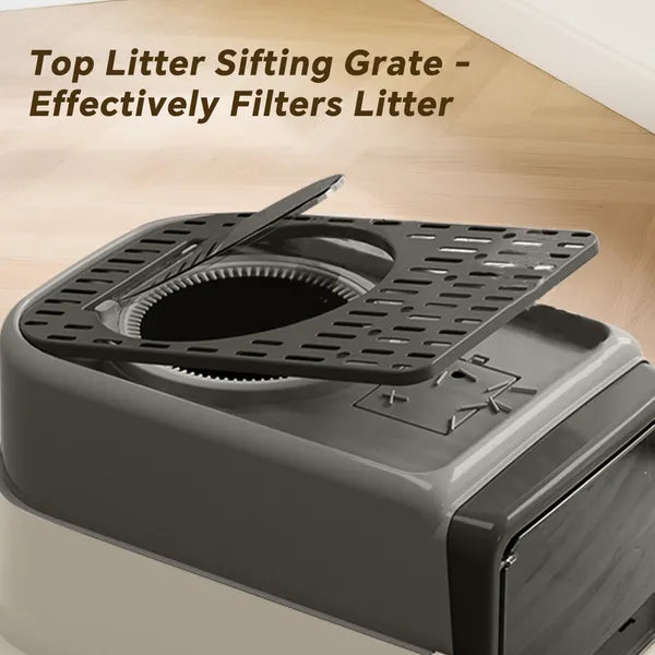 Top opening enclosed cat litter box for large cats up to 20 lbs, modern home decor