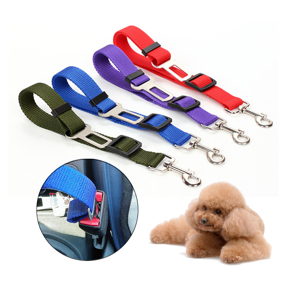 Dog Car Safety Belt – Adjustable Nylon Seatbelt for Dogs & Cats