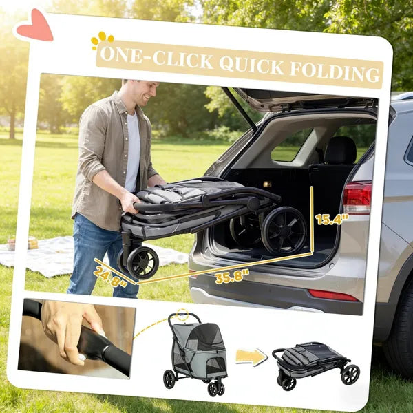 Dog Stroller for Medium Dogs - All-Terrain Wheels | Foldable Pet Stroller up to 44 lbs