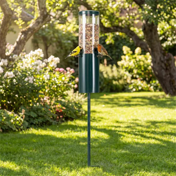 Premium Squirrel-Proof Standing Bird Feeder - 10lb Large Capacity 4-Port Metal Design