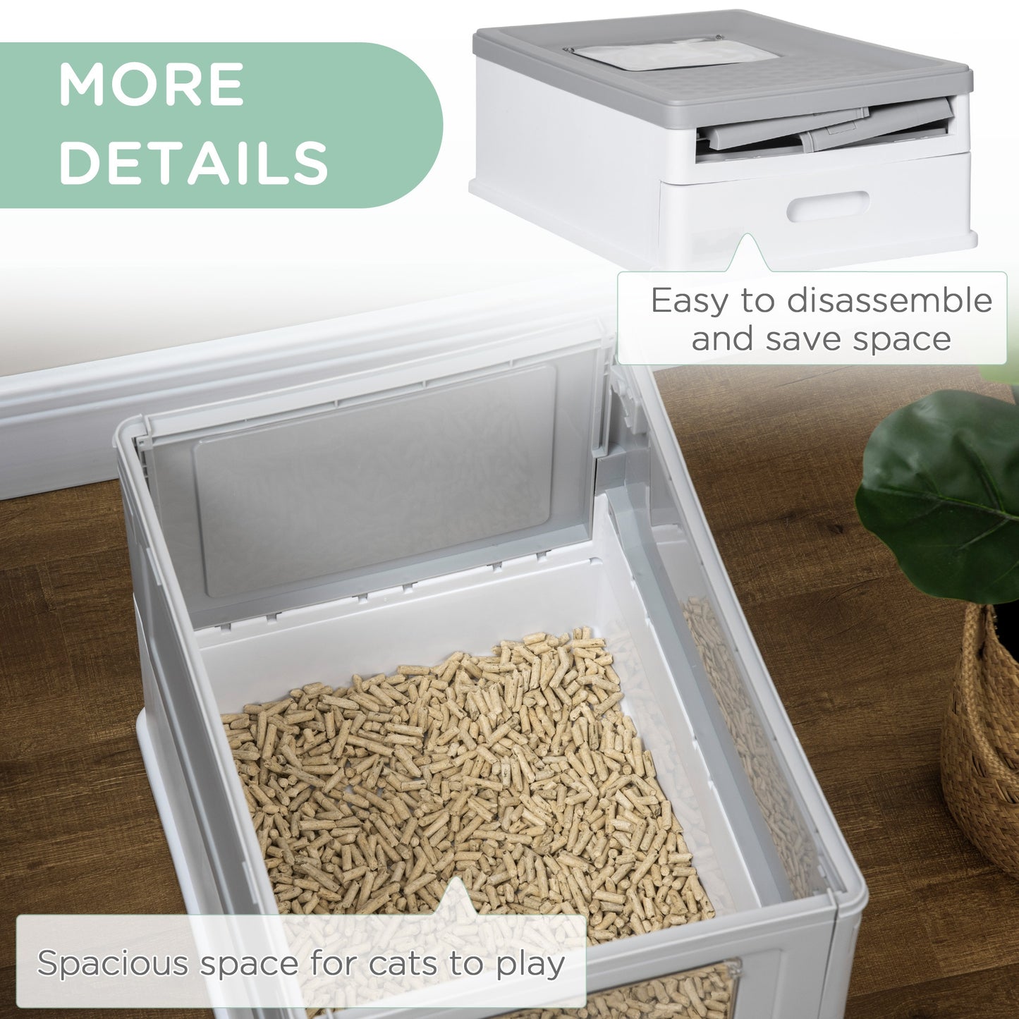 Enclosed Cat Litter Box with Lid & Pull-Out Tray | Odor-Free Design with Scoop