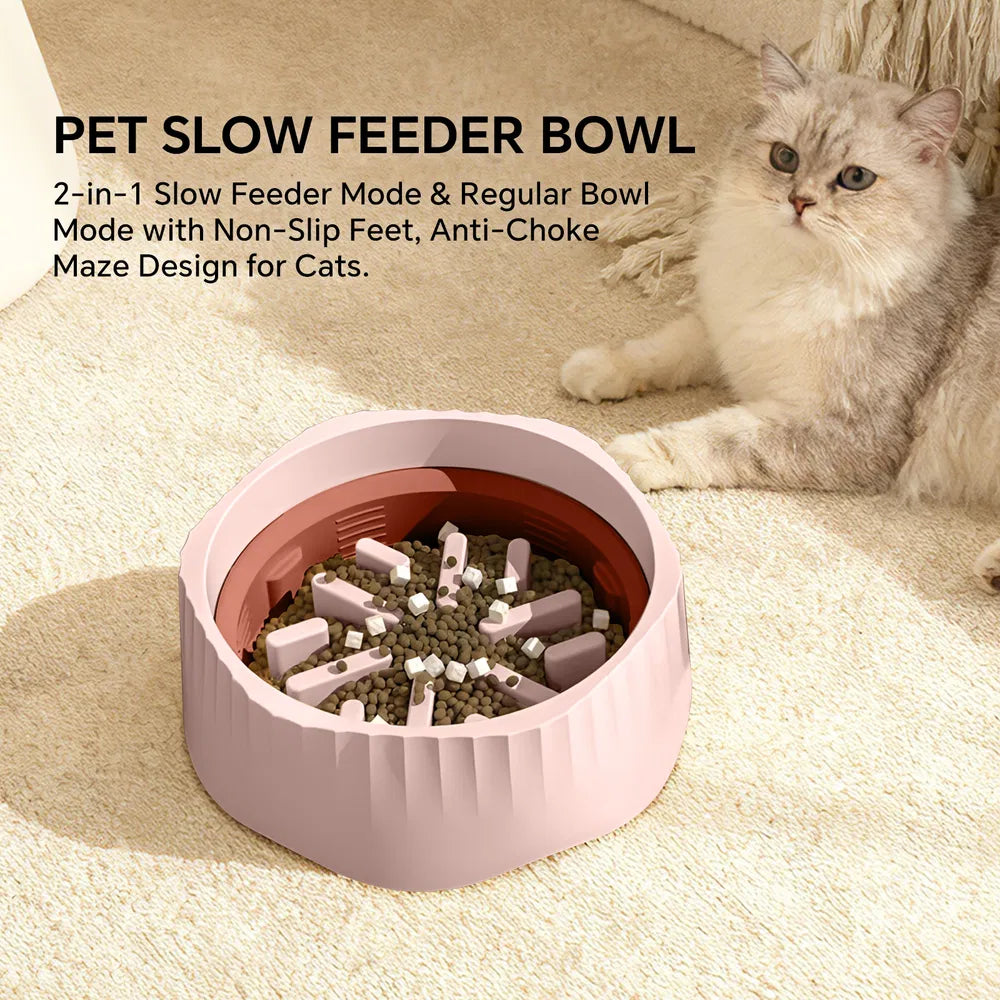 GianfiStore™ 2-in-1 Pet Slow Feeder Bowl — Anti-Choke Maze Design with Non-Slip Feet for Cats & Dogs | Pink