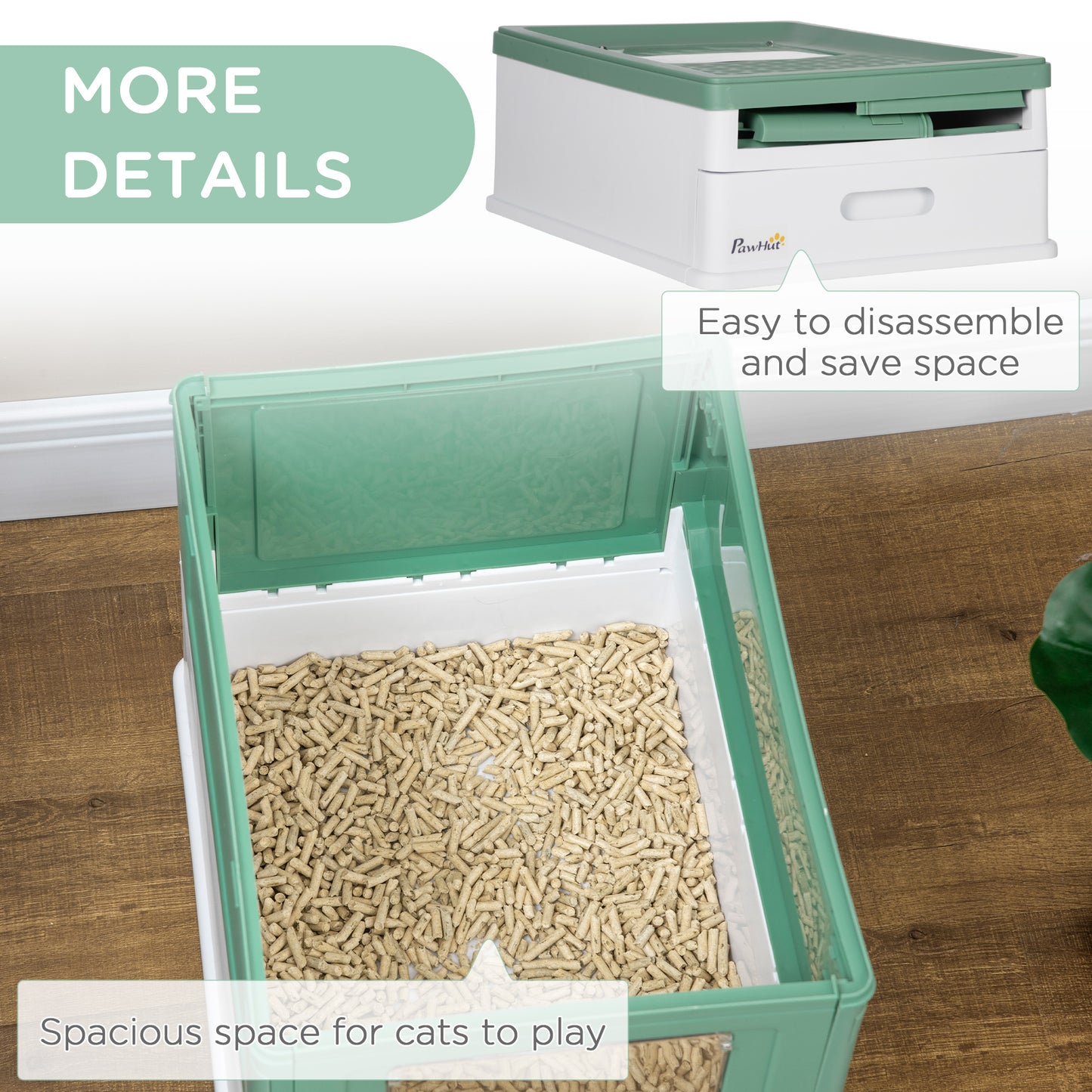 Enclosed Cat Litter Box with Lid & Pull-Out Tray | Odor-Free Design with Scoop