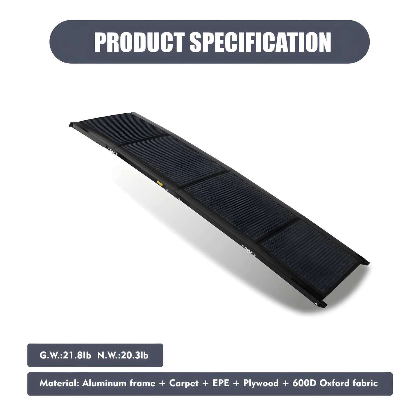 71 Inch Extra Long Quad-Fold Dog Ramp — Heavy Duty Aluminum | Supports 250 lbs for SUV & Truck
