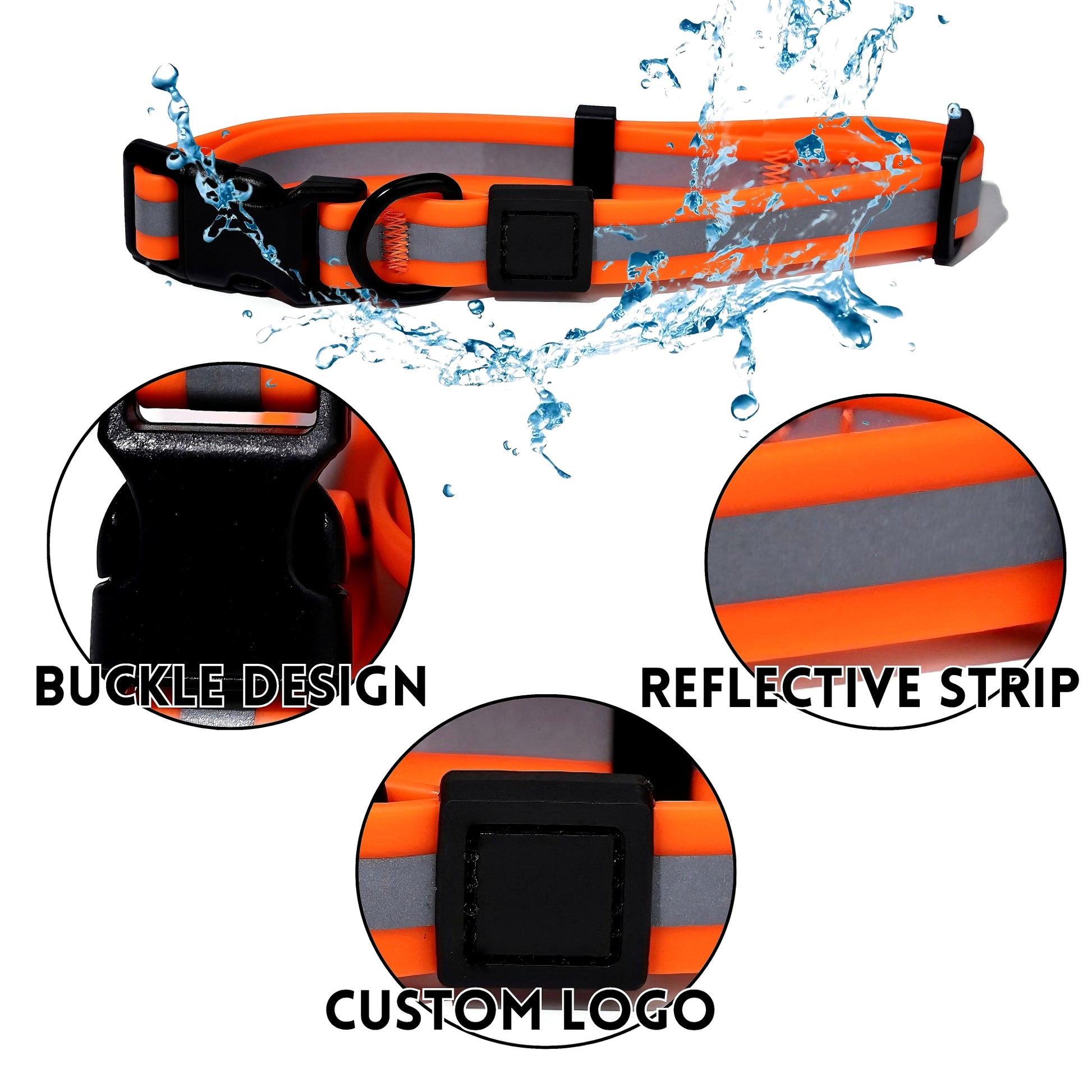 Dog leash set full view – blue reflective PVC waterproof odor-resistant material