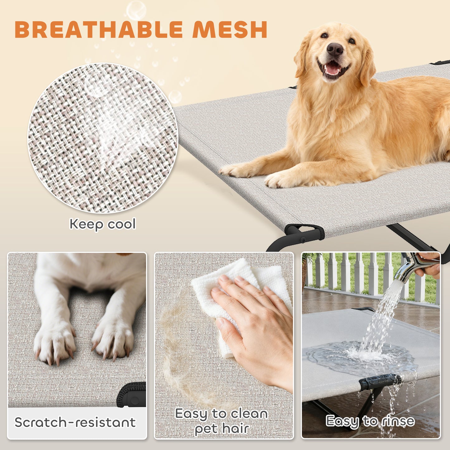 Elevated Dog Bed for Large Breeds - Breathable Mesh Raised Cot | Outdoor & Indoor