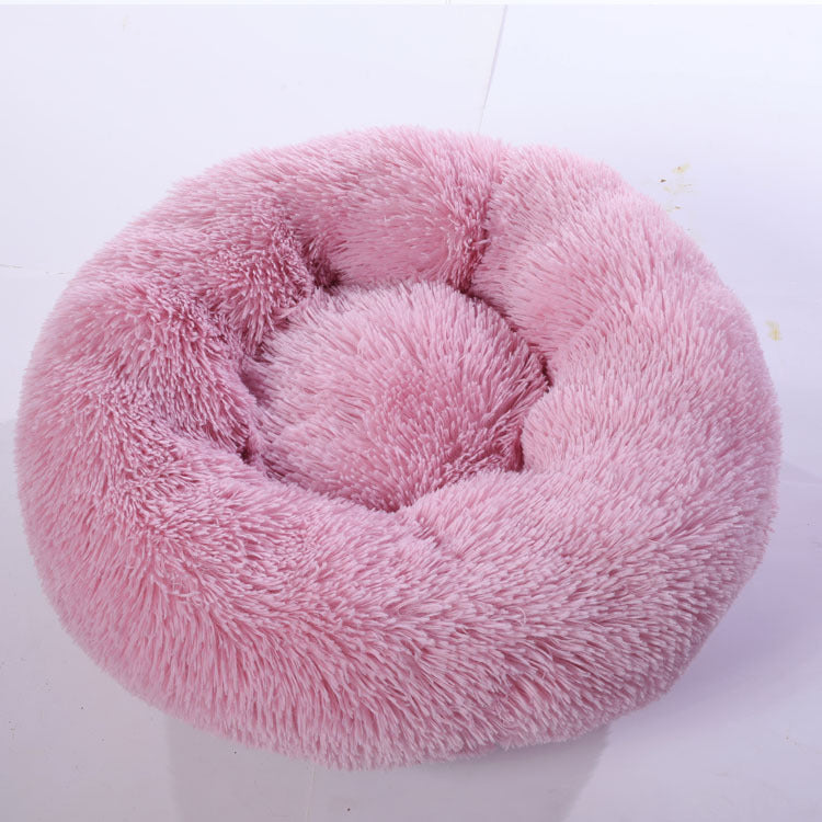 Calming Donut Pet Bed - Anti-Anxiety Ultra-Soft Plush Nest for Dogs & Cats