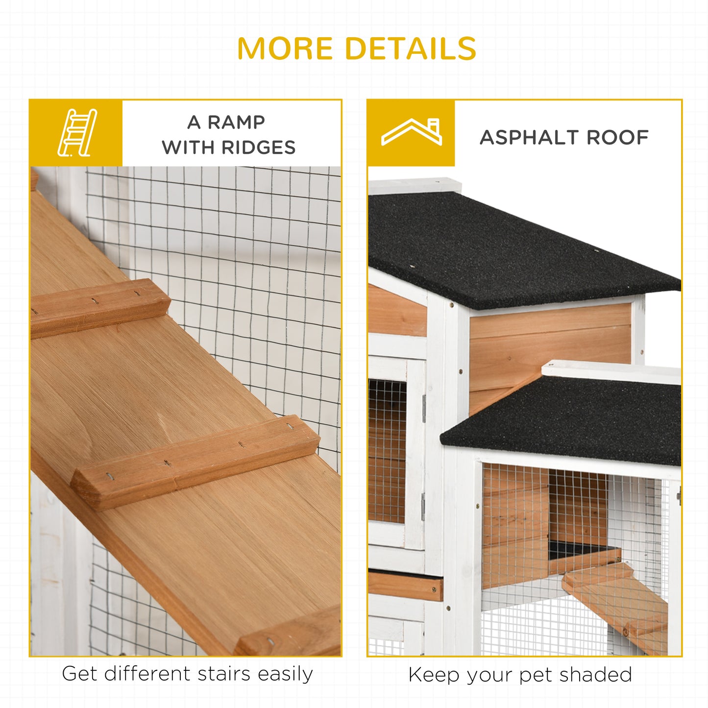 62" Deluxe Wooden Rabbit Resort - 2-Story Habitat with Extra-Long Run & 3 Easy-Clean Trays