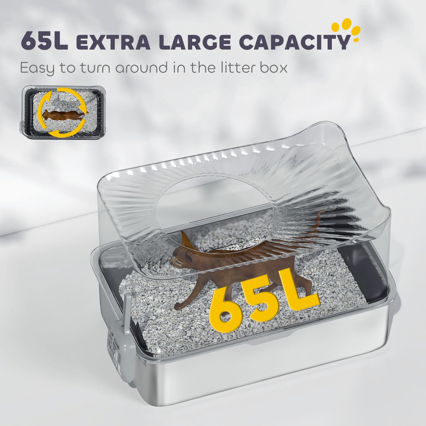 GianfiStore Extra Large Stainless Steel Cat Litter Box - Enclosed Top Entry with Scoop & Anti-Slip Pads