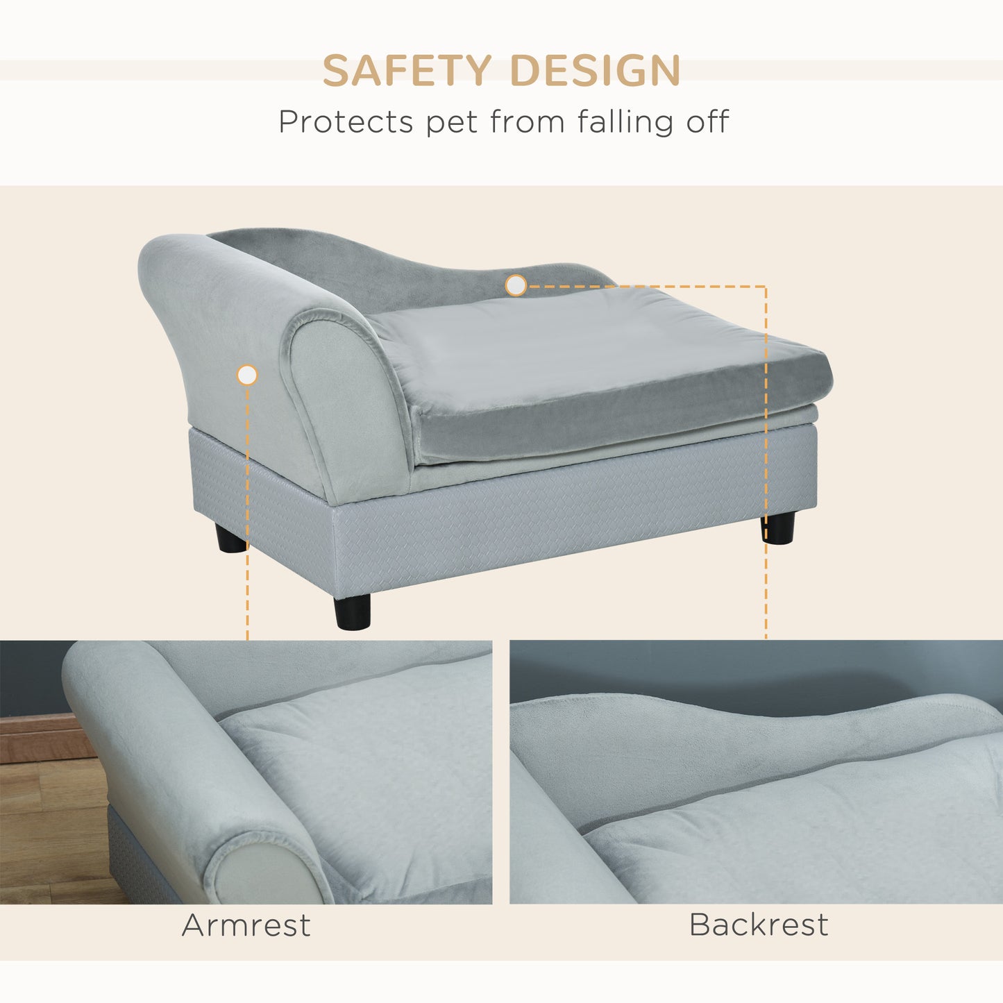 Modern Luxury Dog Sofa with Hidden Storage - Orthopedic Foam Bed for Small Pets