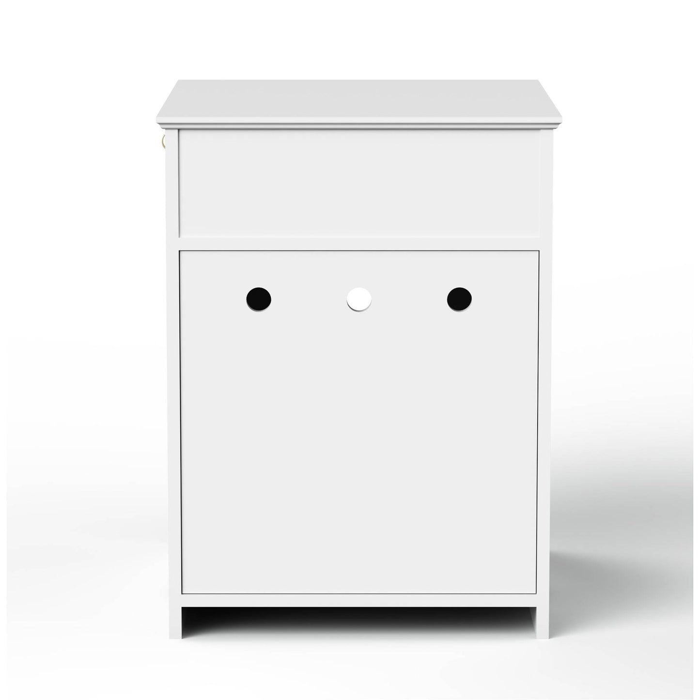 Hidden Cat Litter Box Enclosure – Solid Wood End Table with Storage Drawer | White
