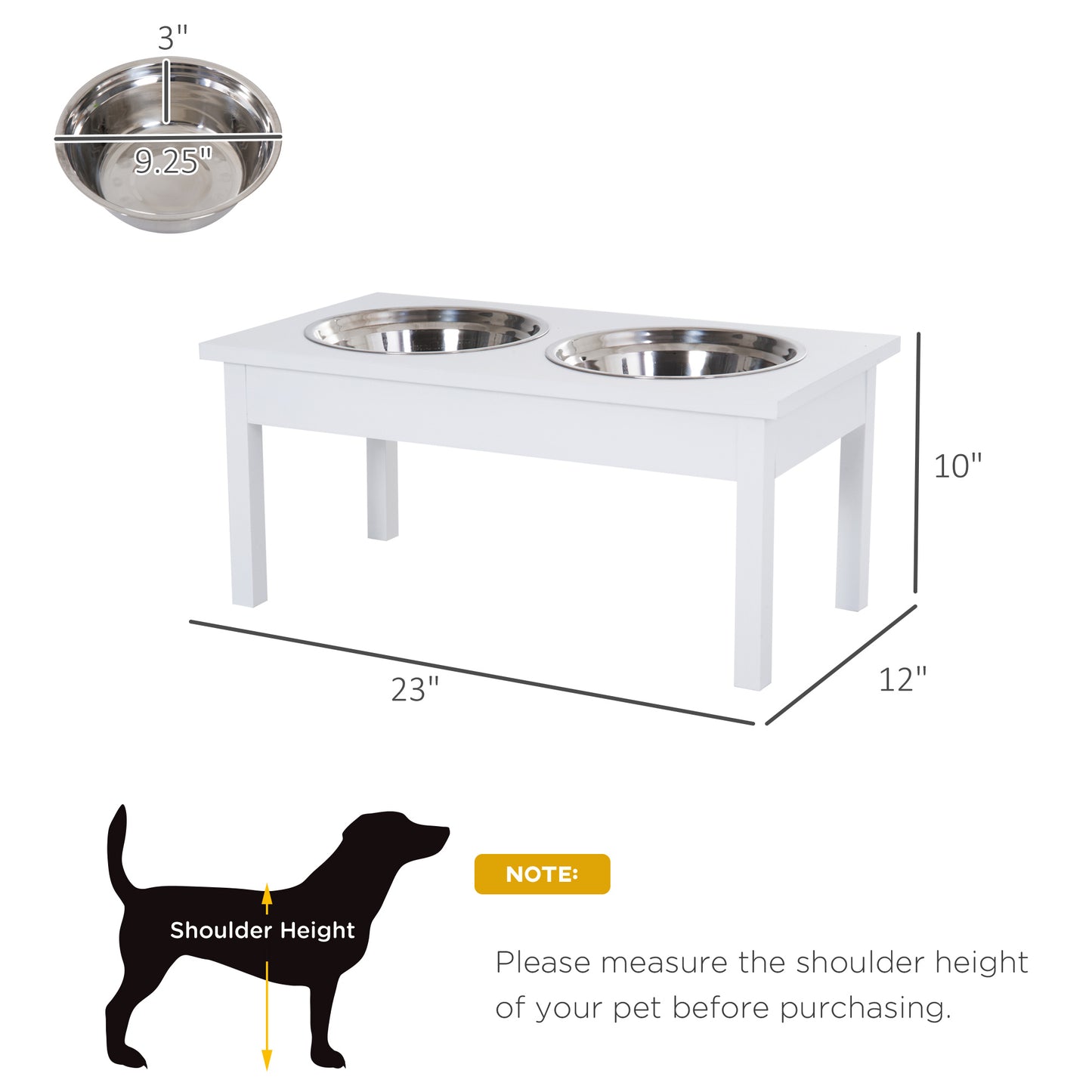 Elevated Dog Feeder — 10" Raised Station with 2 Stainless Steel Bowls
