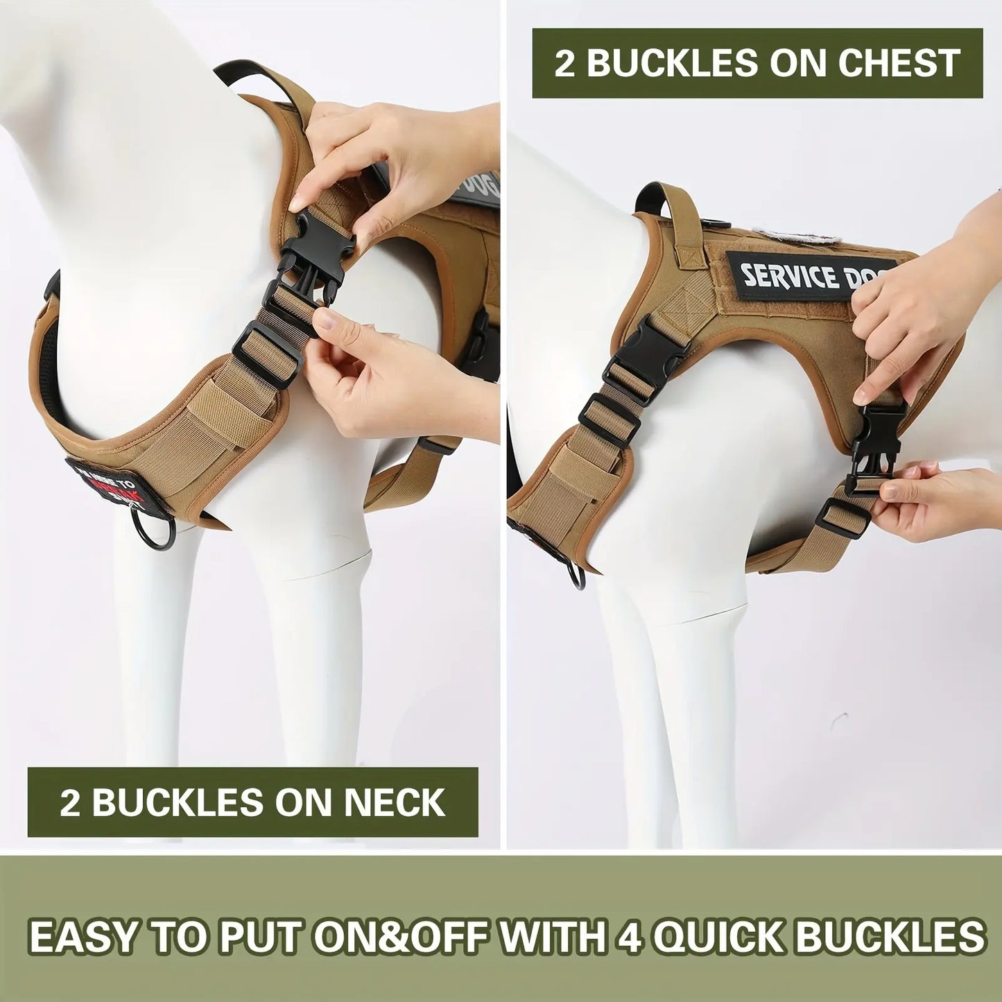 Tactical Dog Harness Vest – Adjustable & Reflective | S, M, L, XL