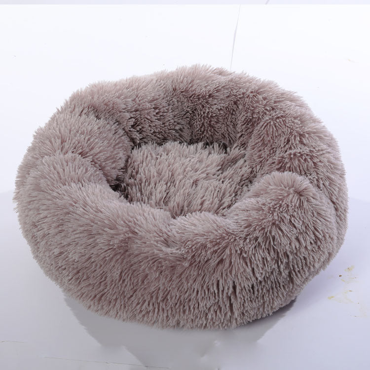 Calming Donut Pet Bed - Anti-Anxiety Ultra-Soft Plush Nest for Dogs & Cats