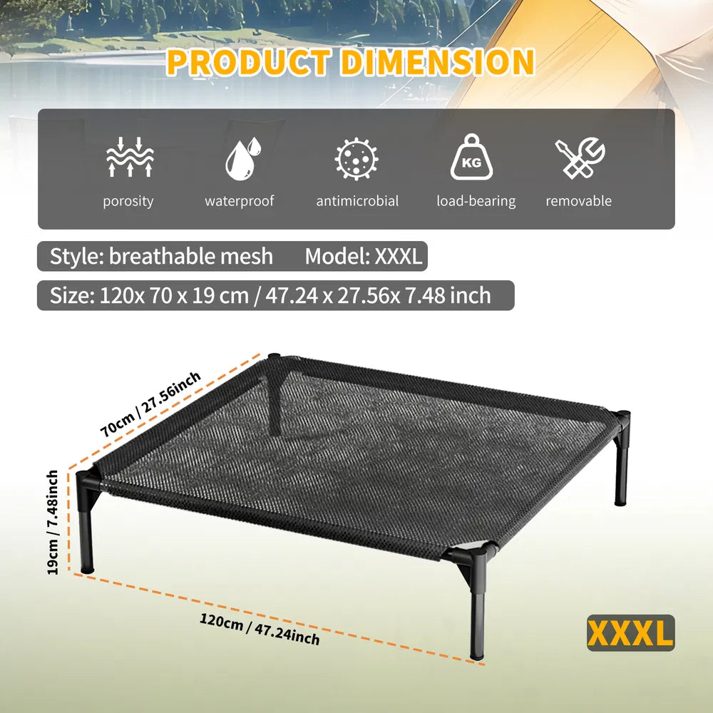 Elevated mesh dog bed XXXL dimensions – extra large steel frame dog cot