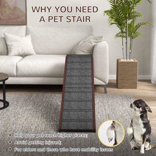 74" Extra-Long Wooden Dog Ramp with Landing Platform – Gentle Slope for High Beds | GianfiStore™