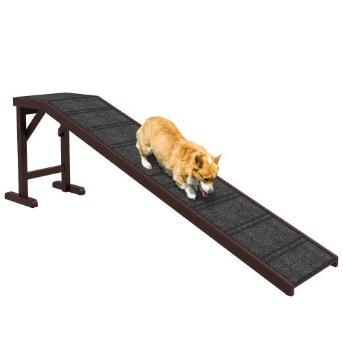 74" Extra-Long Wooden Dog Ramp with Landing Platform — Gentle Slope for High Beds & SUVs
