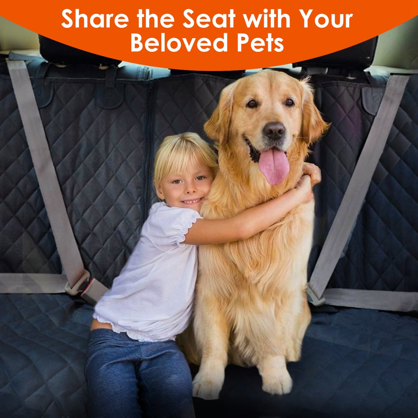 Heavy-Duty Waterproof Dog Car Seat Cover — Includes Safety Belt