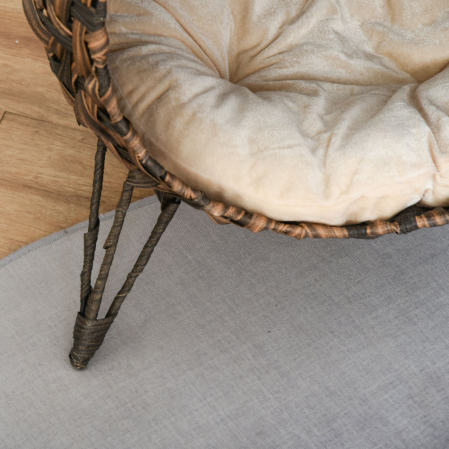 Handwoven Elevated Cat Bed – Egg Chair Wicker Basket House with Cushion