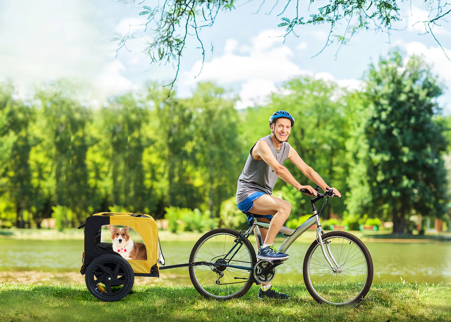 Foldable Dog Bike Trailer & Pet Stroller – Heavy Duty 2-in-1 Carrier for Dogs Up to 88 lbs