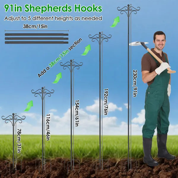 Bird Feeder Station Pole Kit – Adjustable Double Shepherd’s Hook Stand for Garden & Patio