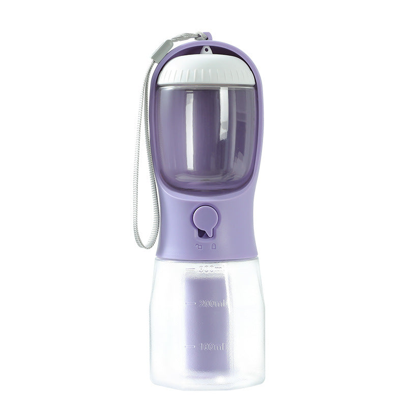 3-in-1 Portable Dog Travel Bottle — Water Dispenser, Food Container & Waste Bag Station