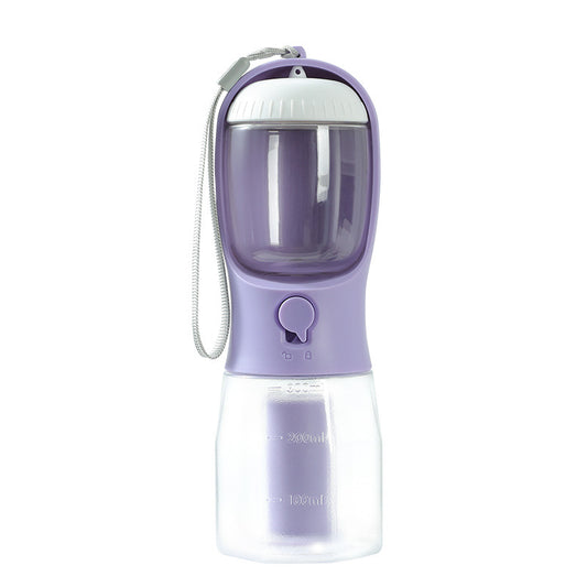 3-in-1 Portable Dog Travel Bottle — Water Dispenser, Food Container & Waste Bag Station
