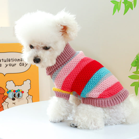 Colorful Stripes Pet Sweater - Ultra-Soft Knit Comfort Jumper for Dogs & Cats
