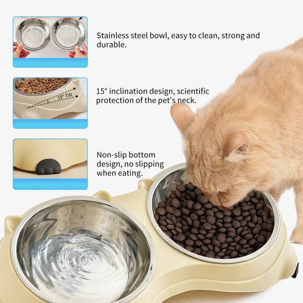 Non-slip rubber feet pet bowl base prevents sliding tipping during mealtime