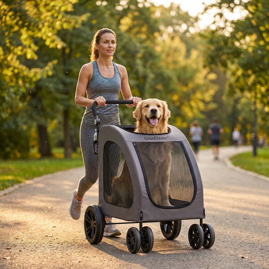 GianfiStore™ Heavy-Duty Pet Stroller — 4-Wheel Dog Stroller for Large Dogs Up to 160 lbs