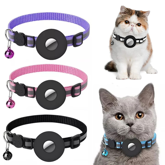 Reflective AirTag Safety Collar - Waterproof Durable Nylon Tracker Case for Dogs & Cats